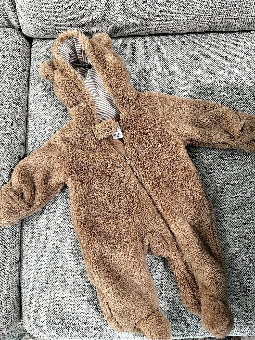 Carter's Baby Bear Teddy Fleece Long-Sleeve Jumpsuit Plush Fleece Footie Brown